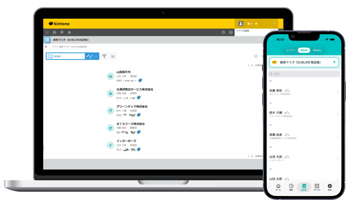 kintoneの電話帳一覧から発信できる画面
